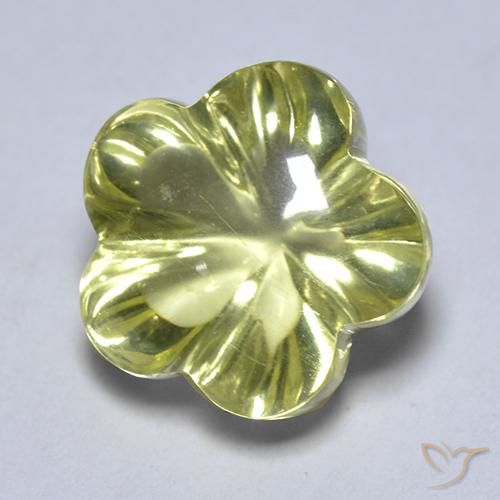 4.69 ct Yellow Quartz Stone, Natural Quartz in Carved Flower Shape for Sale