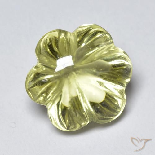 3.58 ct Yellow Quartz Stone, Natural Quartz in Carved Flower Shape for Sale