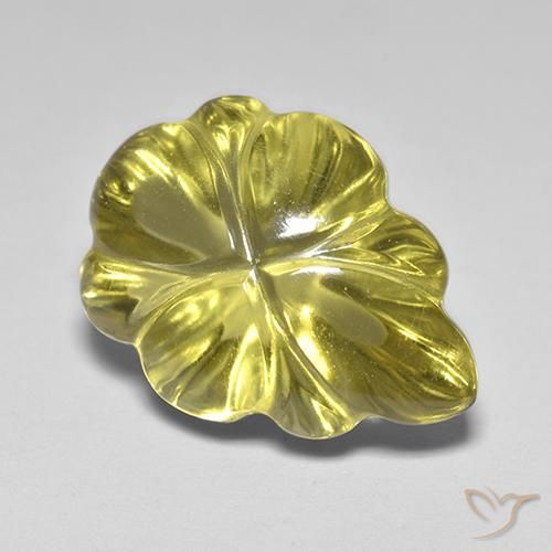 6.98 ct Yellow Quartz Stone, Natural Quartz in Carved Leaf Shape for Sale
