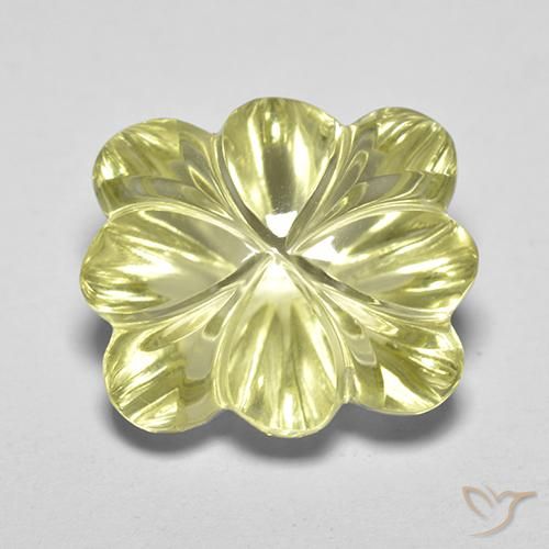 8.40ct Natural Medium-Light Yellow Quartz, Flower Cut, Transparent