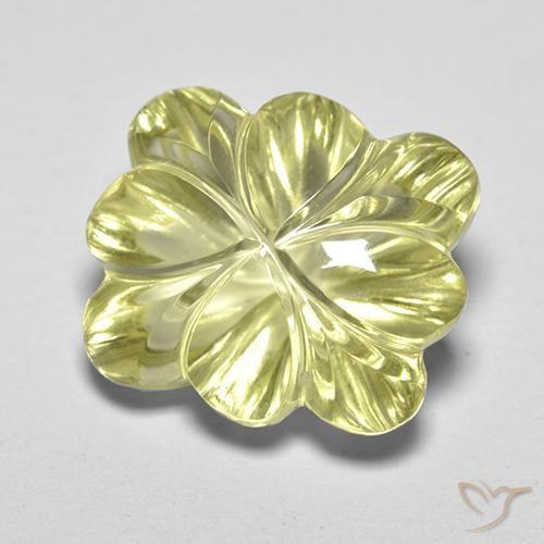 8.40 ct Yellow Quartz Stone, Natural Quartz in Carved Flower Shape for Sale