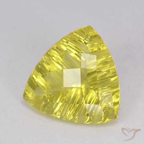 5.51 ct Yellow Quartz Stone, Natural Quartz in Carved Trillion Shape for Sale