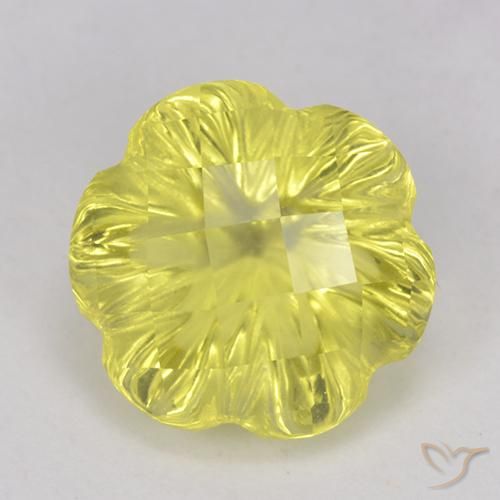 3.29ct Natural Light Yellow Quartz, Flower Cut, Transparent