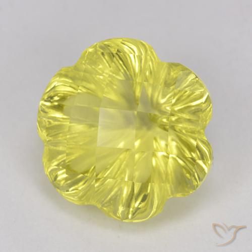3.29 ct Yellow Quartz Stone, Natural Quartz in Carved Flower Shape for Sale