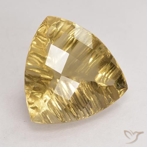 5.91 ct Yellow Quartz Stone, Natural Quartz in Trillion Concave Cut Shape for Sale