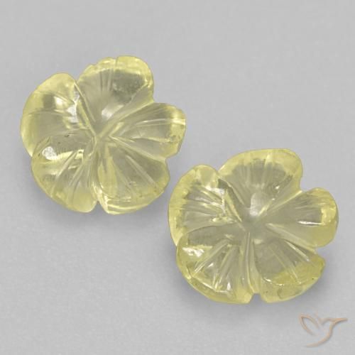 3.12ctw Natural Pale Yellow Quartz, Flower Cut, Transparent