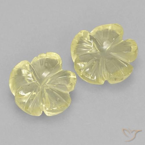 3.12 ctw Yellow Quartz Stones, Natural Quartz in Carved Flower Shape for Sale