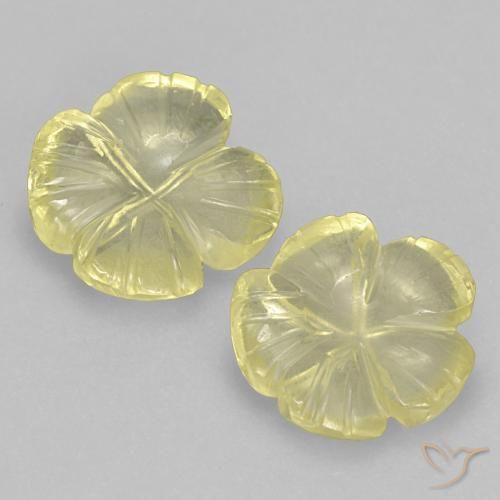 5.97ctw Natural Light Pineapple Yellow Quartz, Flower Cut, Transparent
