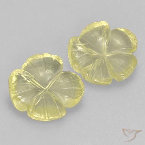 5.97 ctw Yellow Quartz Stones, Natural Quartz in Carved Flower Shape for Sale