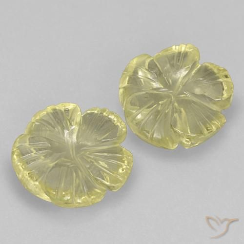 4.21 ctw Yellow Quartz Stones, Natural Quartz in Carved Flower Shape for Sale