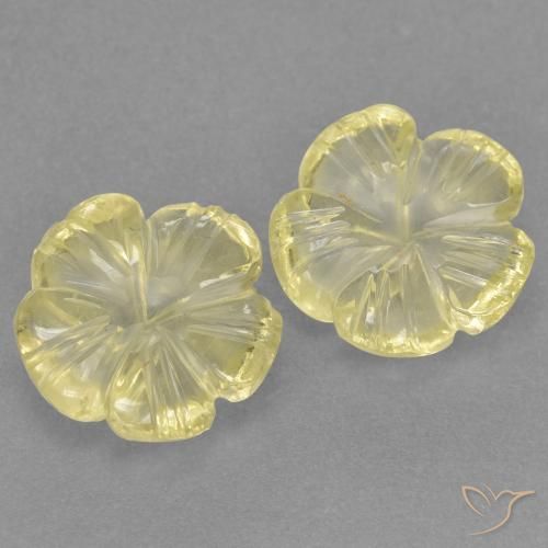 4.54 ctw Yellow Quartz Stones, Natural Quartz in Carved Flower Shape for Sale