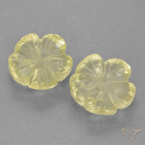 4.24 ctw Yellow Quartz Stones, Natural Quartz in Carved Flower Shape for Sale