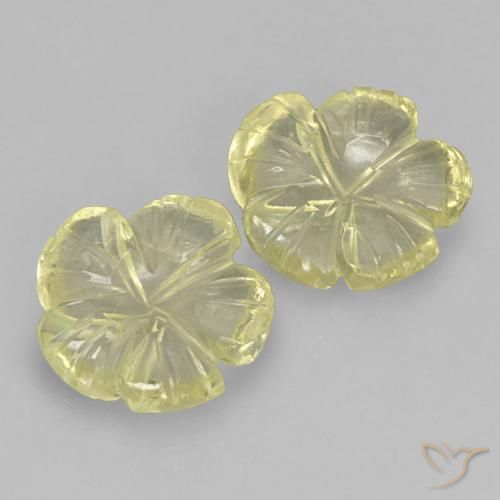 3.71 ctw Yellow Quartz Stones, Natural Quartz in Carved Flower Shape for Sale