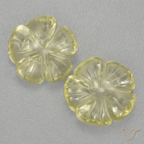 3.64 ctw Yellow Quartz Stones, Natural Quartz in Carved Flower Shape for Sale
