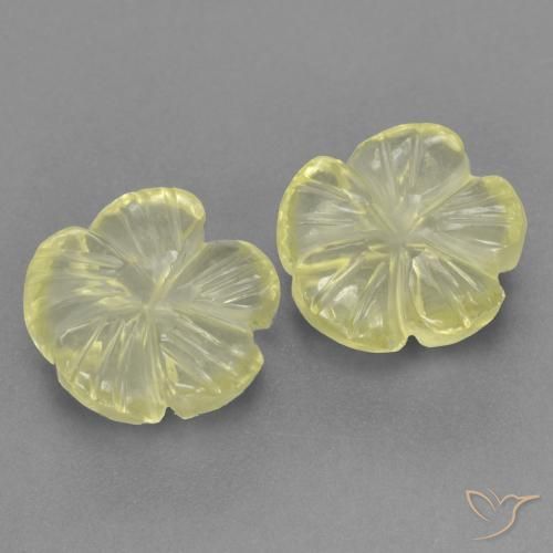 3.84 ctw Yellow Quartz Stones, Natural Quartz in Carved Flower Shape for Sale