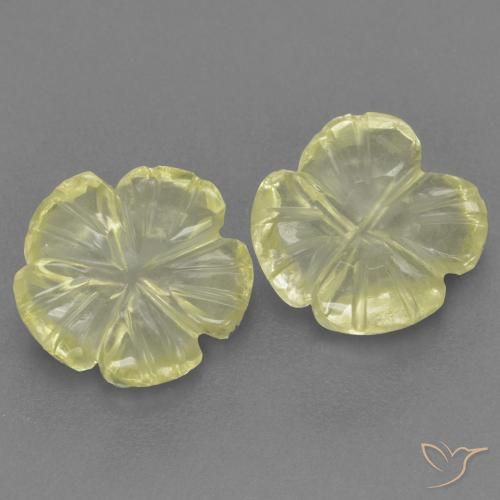 3.13 ctw Yellow Quartz Stones, Natural Quartz in Carved Flower Shape for Sale