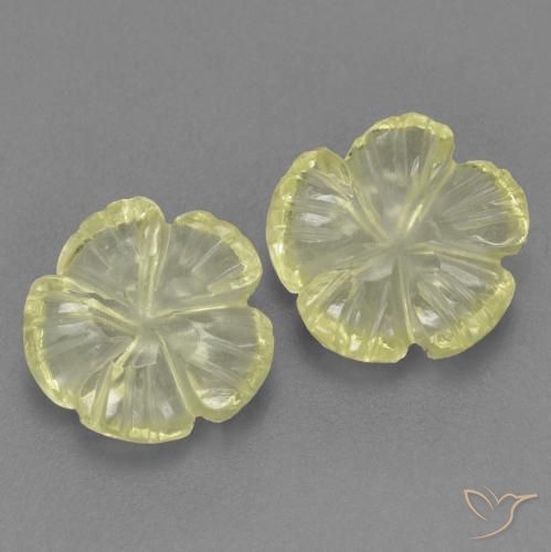 3.18 ctw Yellow Quartz Stones, Natural Quartz in Carved Flower Shape for Sale