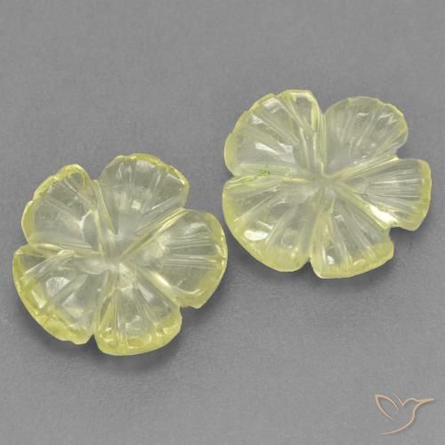 2.42 ctw Yellow Quartz Stones, Natural Quartz in Carved Flower Shape for Sale