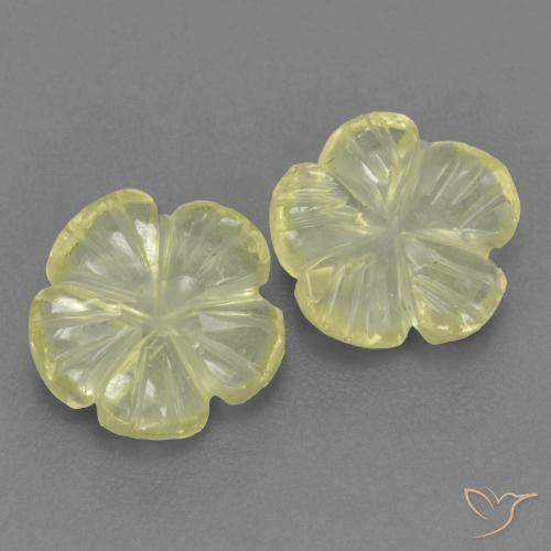2.44 ctw Yellow Quartz Stones, Natural Quartz in Carved Flower Shape for Sale