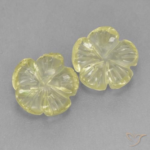 3.67 ctw Yellow Quartz Stones, Natural Quartz in Carved Flower Shape for Sale
