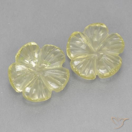 3.69 ctw Yellow Quartz Stones, Natural Quartz in Carved Flower Shape for Sale