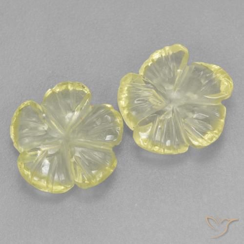 2.90 ctw Yellow Quartz Stones, Natural Quartz in Carved Flower Shape for Sale