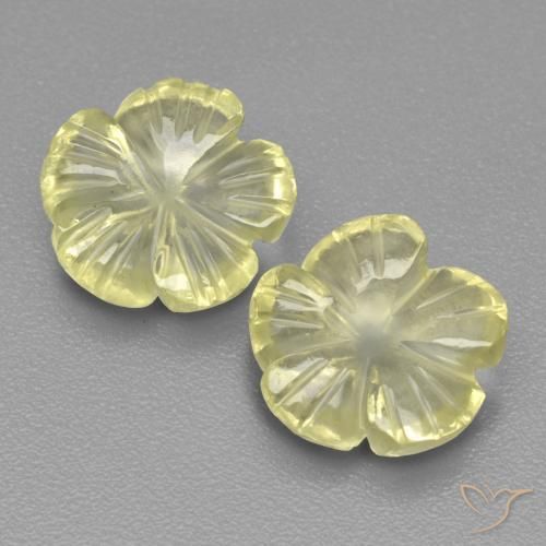 4.17 ctw Yellow Quartz Stones, Natural Quartz in Carved Flower Shape for Sale