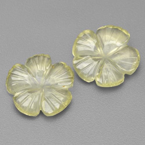 Medium-Light Yellow Quartz Gem - 1.7ct Carved Flower (ID: 535333)