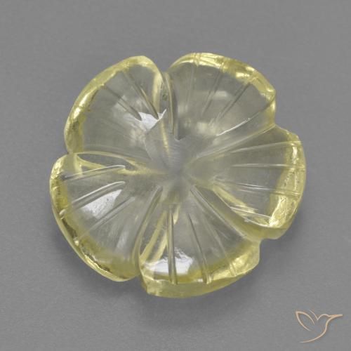 4.49 ct Yellow Quartz Stone, Natural Quartz in Carved Flower Shape for Sale