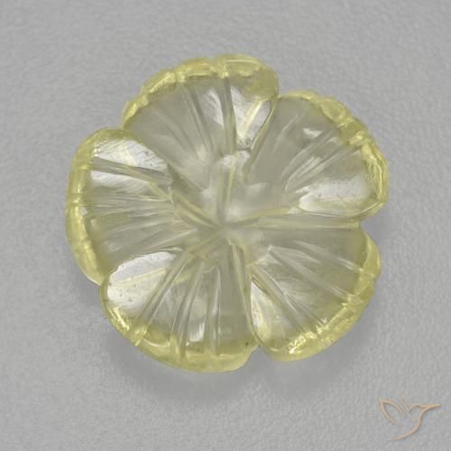 4.25 ct Yellow Quartz Stone, Natural Quartz in Carved Flower Shape for Sale