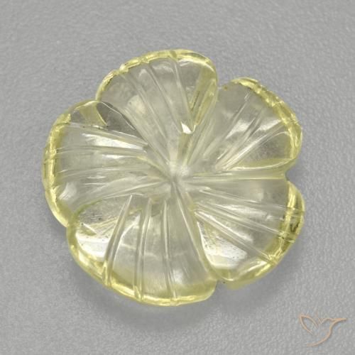 4.61 ct Yellow Quartz Stone, Natural Quartz in Carved Flower Shape for Sale