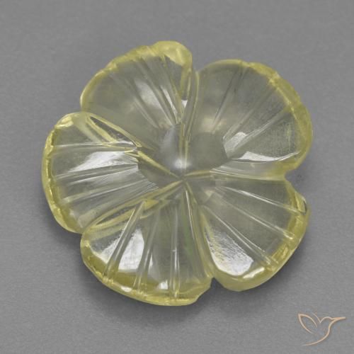 4.58ct Natural Pale Yellow Quartz, Flower Cut, Transparent