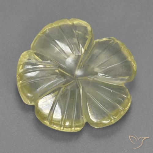 4.58 ct Yellow Quartz Stone, Natural Quartz in Carved Flower Shape for Sale