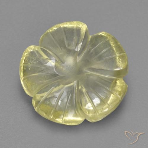 4.69 ct Yellow Quartz Stone, Natural Quartz in Carved Flower Shape for Sale