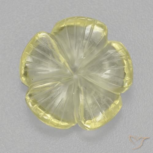 5.36 ct Yellow Quartz Stone, Natural Quartz in Carved Flower Shape for Sale