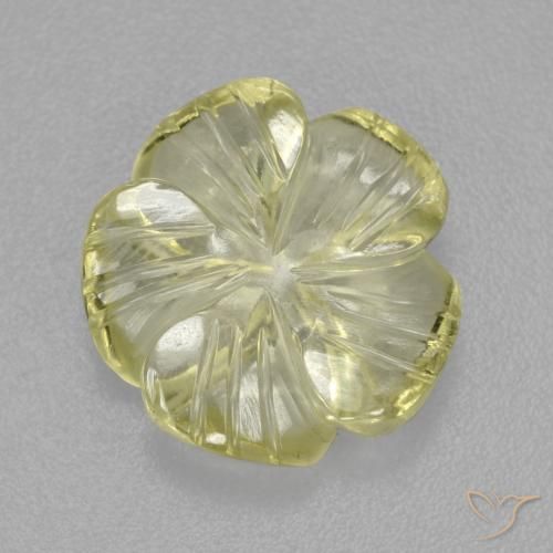 4.84 ct Yellow Quartz Stone, Natural Quartz in Carved Flower Shape for Sale