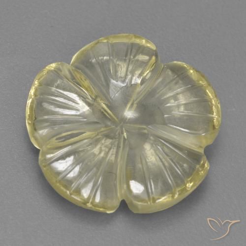 4.04 ct Yellow Quartz Stone, Natural Quartz in Carved Flower Shape for Sale
