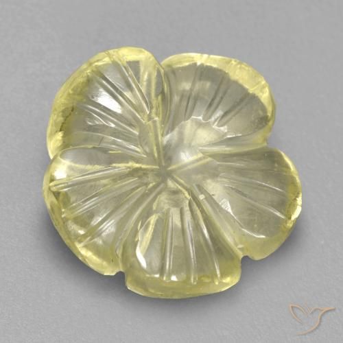 4.47 ct Yellow Quartz Stone, Natural Quartz in Carved Flower Shape for Sale