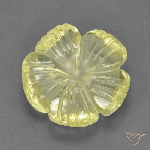 4.58 ct Yellow Quartz Stone, Natural Quartz in Carved Flower Shape for Sale