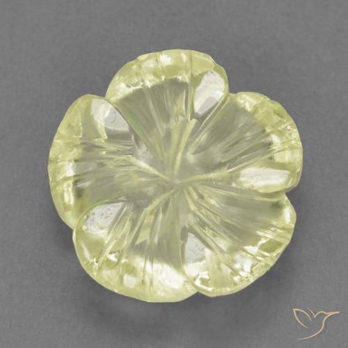 4.66ct Natural Light Yellow Quartz, Flower Cut, Transparent