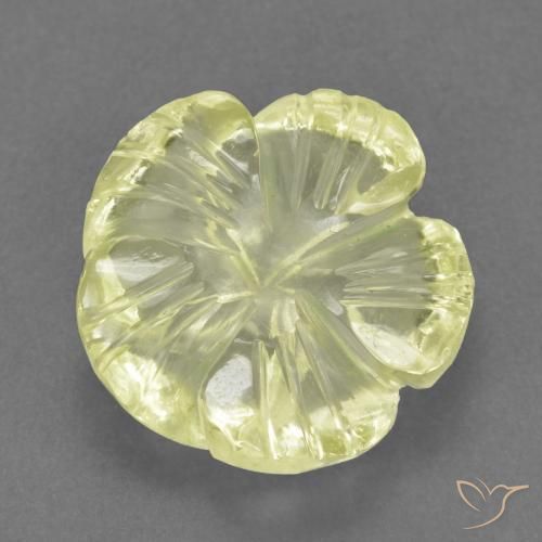 4.66 ct Yellow Quartz Stone, Natural Quartz in Carved Flower Shape for Sale