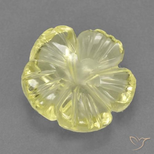 4.02 ct Yellow Quartz Stone, Natural Quartz in Carved Flower Shape for Sale