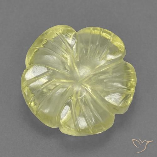 4.40 ct Yellow Quartz Stone, Natural Quartz in Carved Flower Shape for Sale