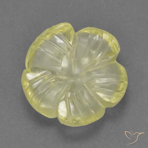 4.30 ct Yellow Quartz Stone, Natural Quartz in Carved Flower Shape for Sale