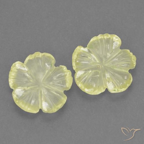 2.03 ctw Yellow Quartz Stones, Natural Quartz in Carved Flower Shape for Sale