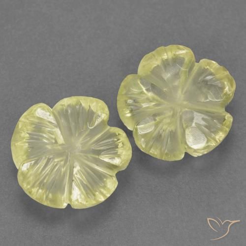 2.87 ctw Yellow Quartz Stones, Natural Quartz in Carved Flower Shape for Sale