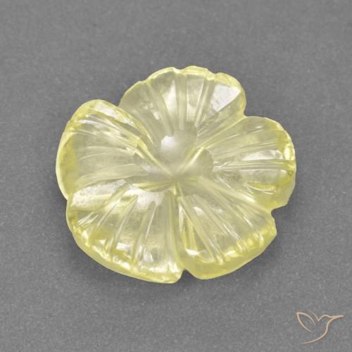 3.42ct Natural Pale Yellow Quartz, Flower Cut, Transparent