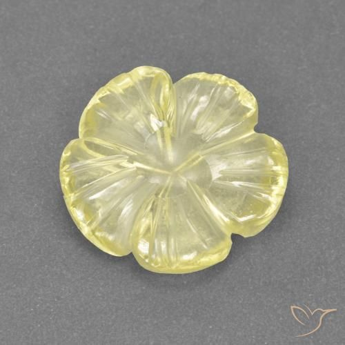 3.42 ct Yellow Quartz Stone, Natural Quartz in Carved Flower Shape for Sale
