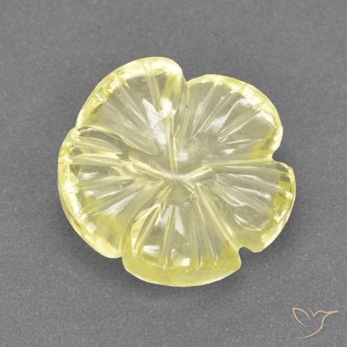 4.16 ct Yellow Quartz Stone, Natural Quartz in Carved Flower Shape for Sale