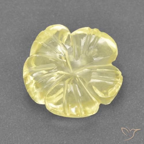 3.52 ct Yellow Quartz Stone, Natural Quartz in Carved Flower Shape for Sale